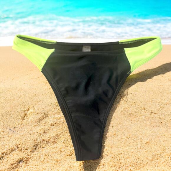 SHEIN Cheeky Neon Yellow & Black Mesh Triangle Bikini Set – Size Medium - Picture 3 of 5